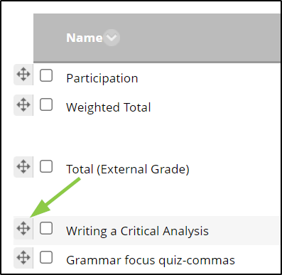 the column organization arrows